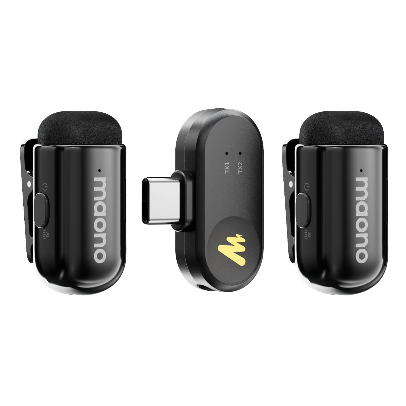 Maono T1Mini Wireless Lapel Microphone AI Noise Cancelling App Control Auto Clipping Recording Streaming Mic for Content Creator 2